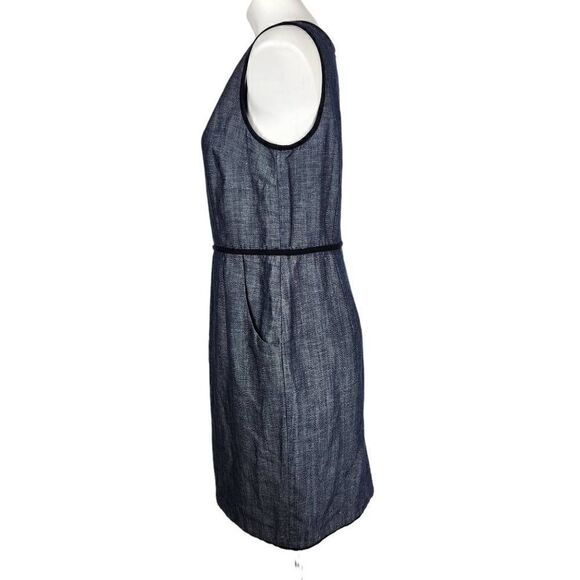 Ann Taylor linen blend sleeveless pencil dress denim blue Size 8 - Picture 3 of 8